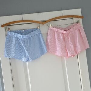 2 Pairs Of Striped Blue and Pink Lounge Pajama Shorts